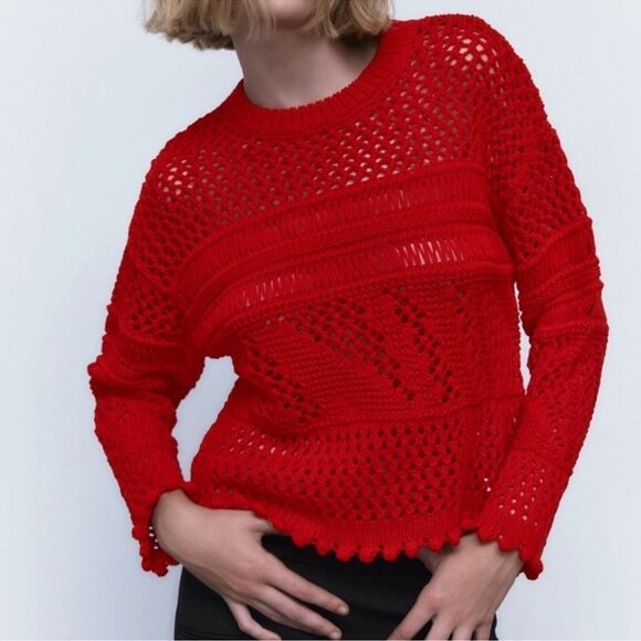 Zara red knit sweater - Picture 2 of 5